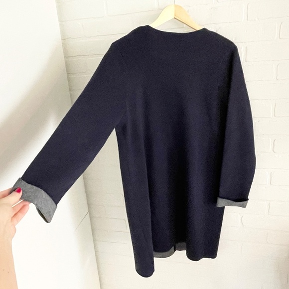 Catherine Malandrino Duster Cardigan Navy blue Gray Sz L Oversized - Picture 11 of 12